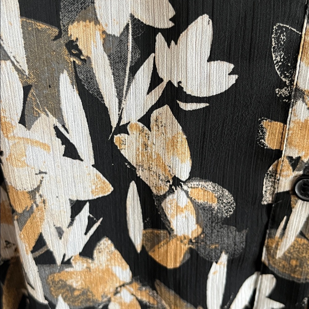 DKNY Black Floral Midi Button Up Dress NEW - Picture 4 of 8